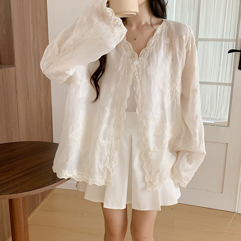 2025夏季薄款刺绣蕾丝衫外套女百搭新款宽松遮肉韩式防晒开衫上衣,女装/女士精品,蕾丝衫/雪纺衫,淘宝优惠券,粉丝福利购,淘宝优惠卷