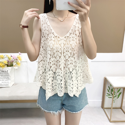 夏季钩花镂空针织马甲女外搭