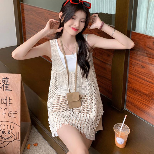 针织镂空小吊带背心女夏外穿宽松