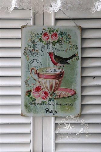 多款花卉铁皮画 乡村复古印刷阳台庭院装饰 挂画壁饰拍摄道具美式