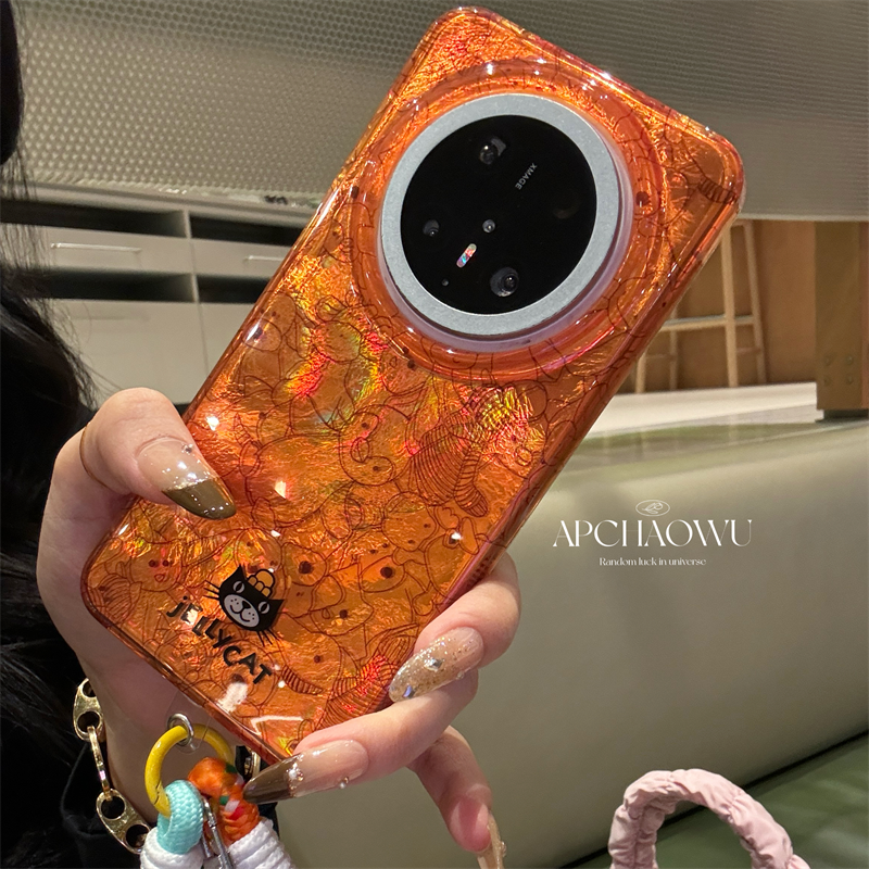 可爱双层锡纸纹吉利猫挂件手绳适用mate70pro华为手机壳pura70/80pro创意60pro+防摔套mate60pro全包女款