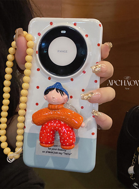 ins红色小波点毛衣男孩支架适用mate60pro华为手机壳mate50/40菲林Pura70pro硬壳p60/p50创意nova12/11女款