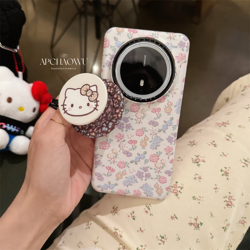 ins彩色小碎花kt猫磁吸支架适用mate70pro华为手机壳mate60pro菲林60pro+硬壳mate70女款