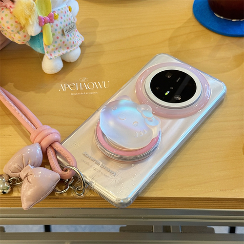 ins极光粉闪银kt猫磁吸支架适用mate70pro华为手机壳pura70/80pro创意60pro+防摔套mate60pro全包女款