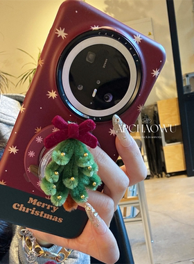 ins红色雪花圣诞树磁吸支架适用mate60pro华为手机壳mate70pro菲林硬壳60pro+创意mate60防摔女款mate70