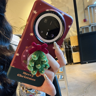 ins红色雪花圣诞树磁吸支架适用mate60pro华为手机壳mate70pro菲林硬壳60pro+创意mate60防摔女款mate70