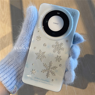 ins双层闪粉雪花适用mate60pro华为手机壳mate50/40全包p50pro/p60防摔套60pro+女款mate60