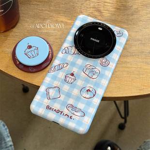 ins蓝格蛋糕面包磁吸支架适用mate60pro华为手机壳mate70pro菲林硬壳60pro+创意mate60防摔女款