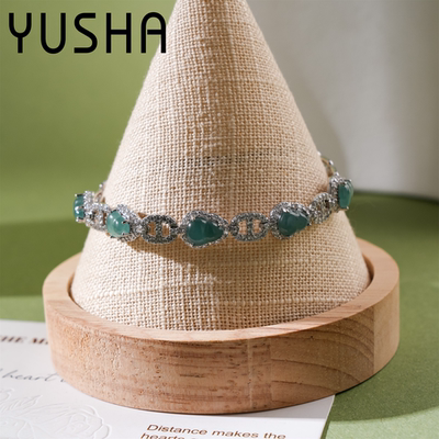 翡翠猪鼻子手链手工气质蓝色轻奢复古 AD375