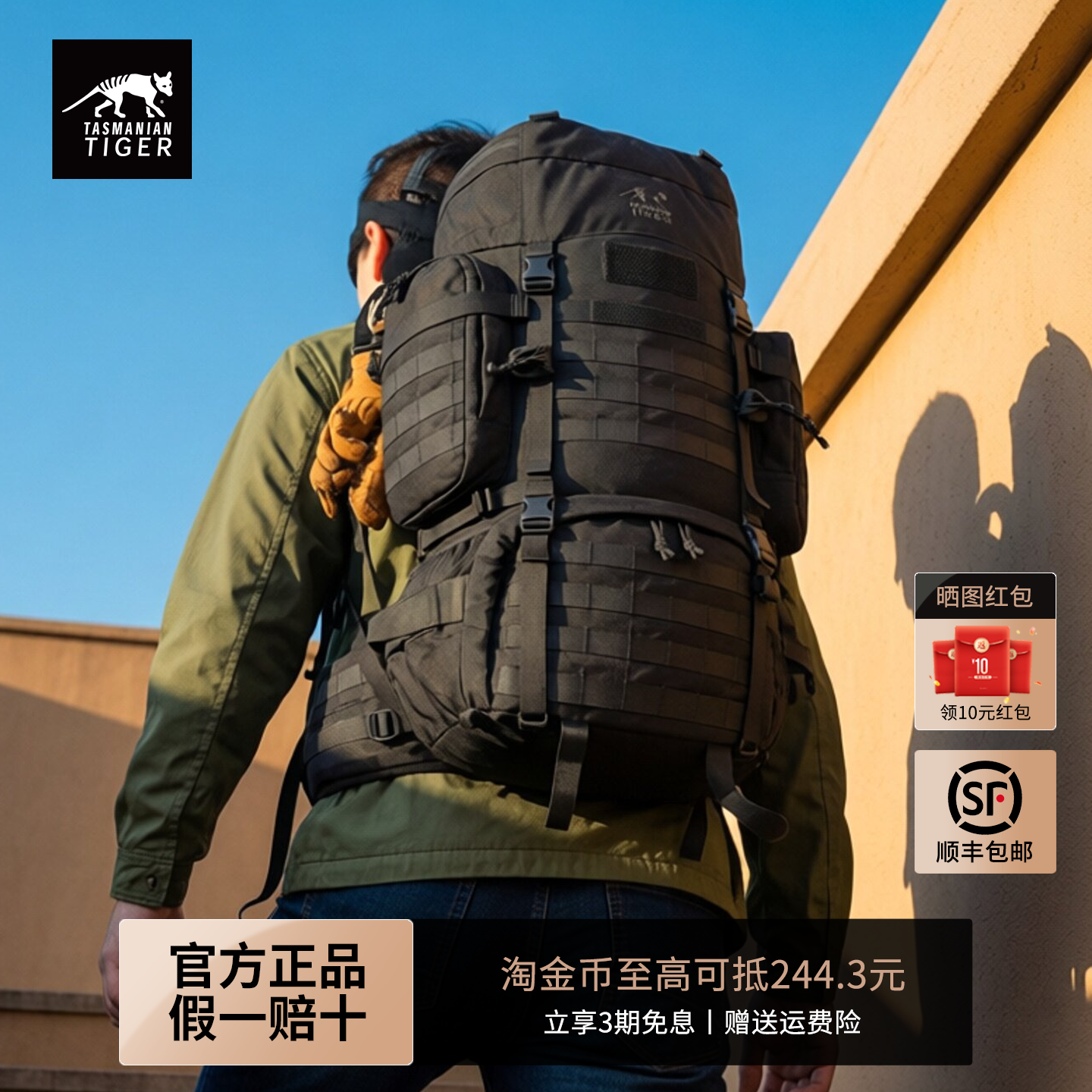 德国塔虎TT突击背包V3.0战术户外装备防水大容量旅行登山双肩背包