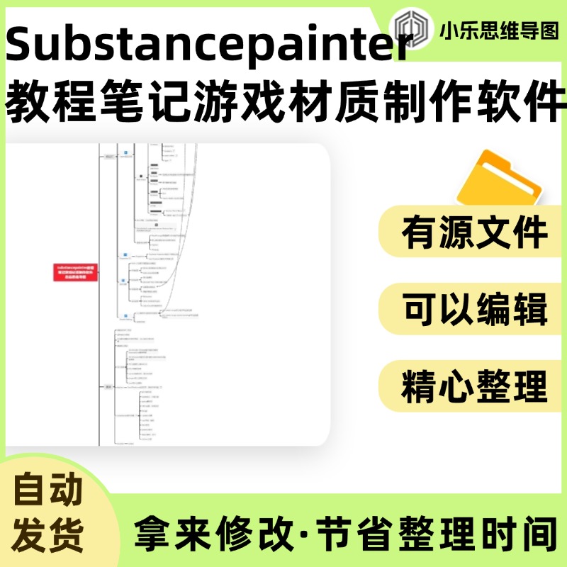 Substancepainter教程笔记游戏材质制作软件总结思维导图Xmind