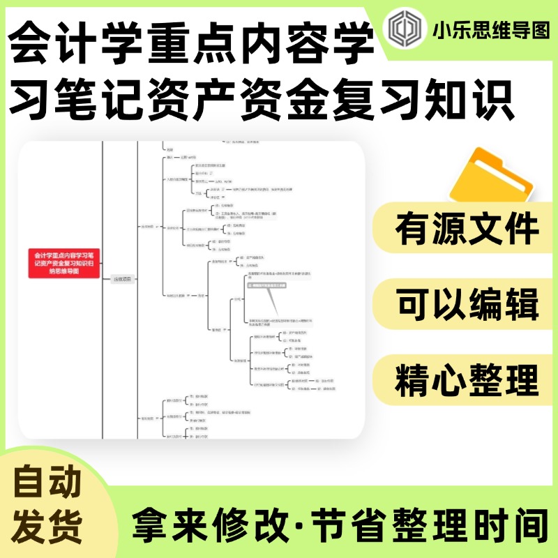 会计学重点内容学习笔记资产资金复习知识归纳思维导图Xmind笔记