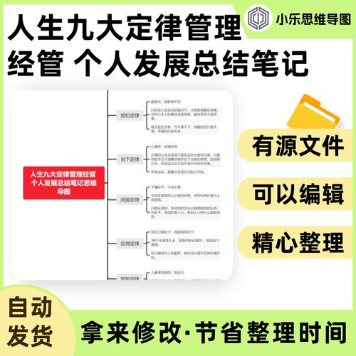 人生九大定律管理经管 个人发展总结笔记思维导图Xmind笔记制作