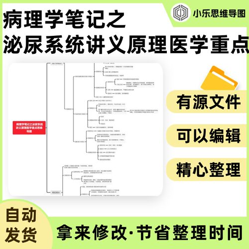 病理学笔记之泌尿系统讲义原理医学重点思维导图Xmind笔记制作