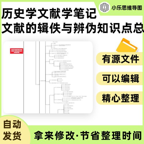 历史学文献学笔记文献的辑佚与辨伪知识点总结思维导图Xmind笔记