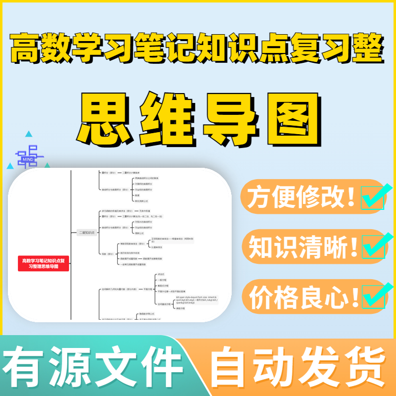 高数学习笔记知识点复习整理思维导图Xmind模板笔记制作电子版全