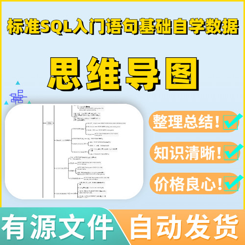 标准SQL入门语句基础自学数据库笔记思维导图Xmind模板笔记制作电