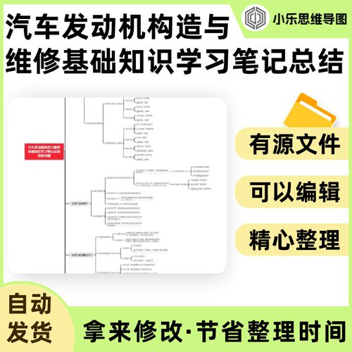 汽车发动机构造与维修基础知识学习笔记总结思维导图Xmind笔记