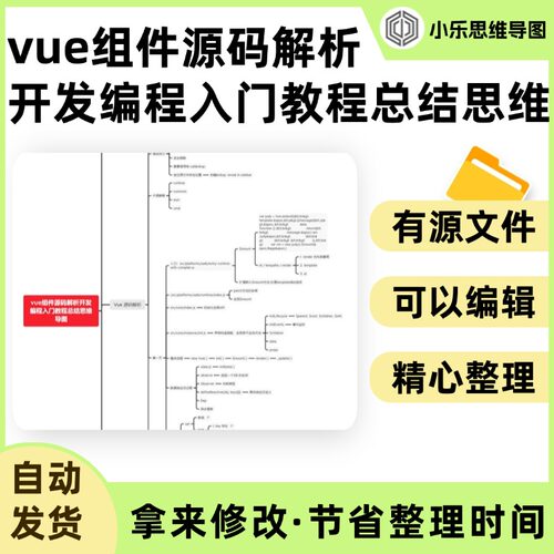 vue组件源码解析开发编程入门教程总结思维导图Xmind笔记制作电子
