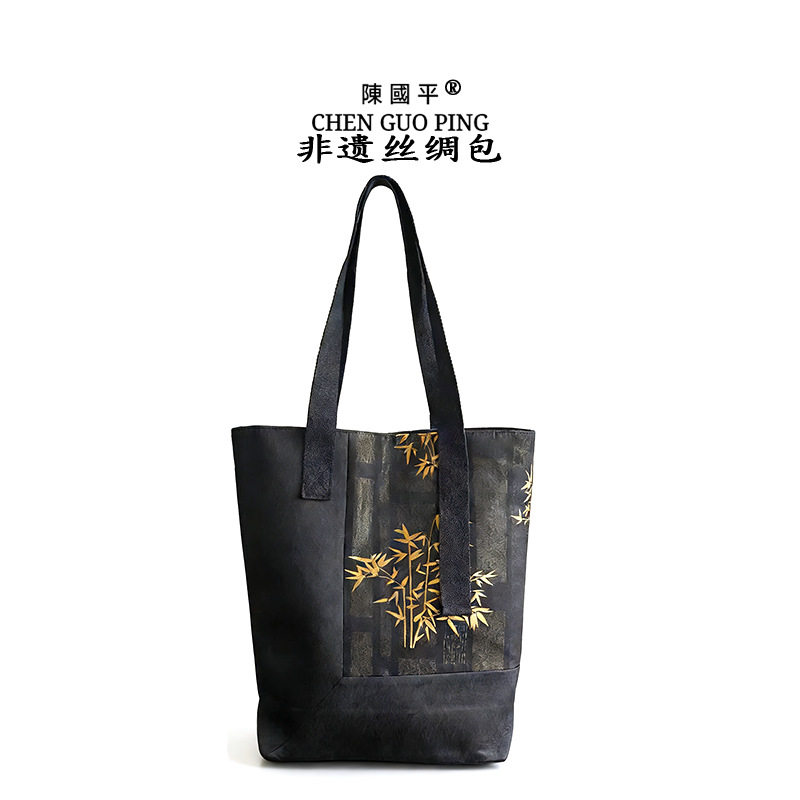 非遗宋锦真丝单肩包国风拼接大托特包EP款雅莹民族手拎女包手提