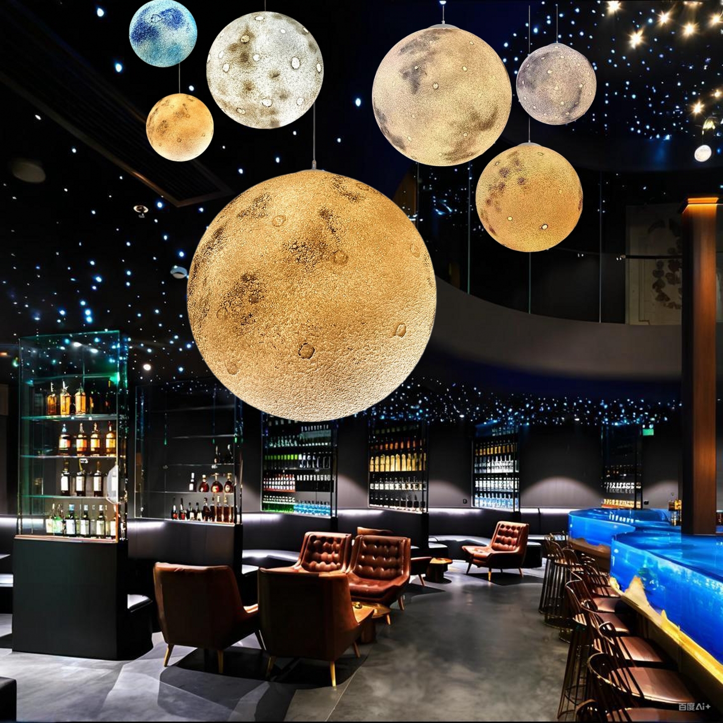 网红月球灯吊灯氛围装饰