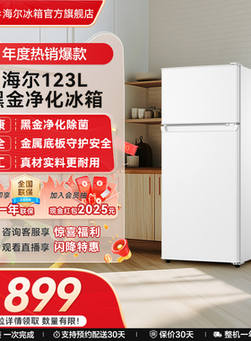 海尔123L双开两门电冰箱白色小型家用出租房二人保鲜冷藏宿舍节能
