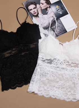 二件装新款爆款性感蕾丝吊带黑色裹胸后背交叉长款打底背心女包邮