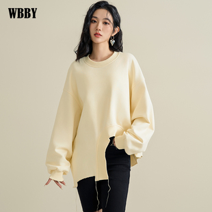 白色流苏下摆卫衣女款外套2025春季新款套头设计感宽松薄款小个子