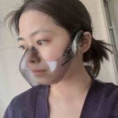 防护口罩防雾PC面罩不起雾面具透明防护面防飞溅隔离面高清透明款