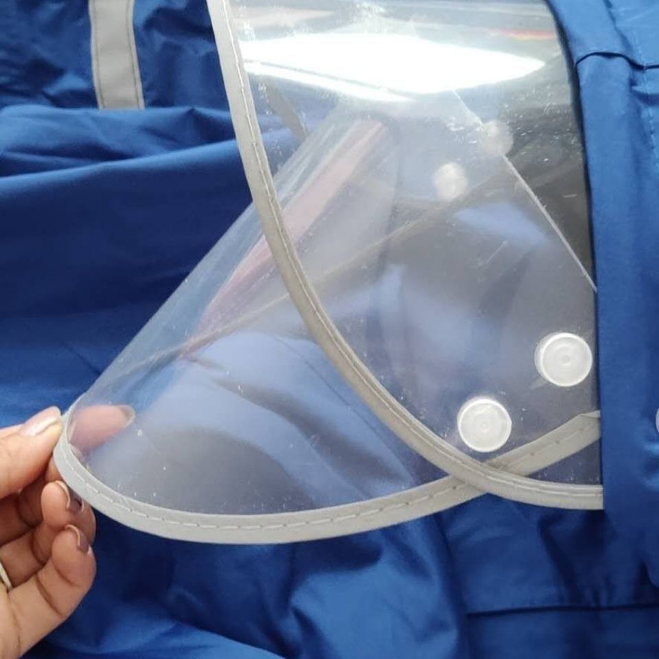 双帽檐遮脸双兜双层防水雨衣骑行套装