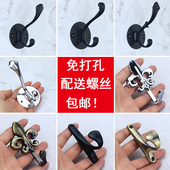 挂钩墙壁挂衣钩黑色金属单个玄关鞋 柜单钩衣柜门后衣服衣帽钩勾子