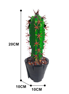 仙人掌盆栽积木玩具MOC-118883沙漠植物桌面摆件小颗粒积木拼装