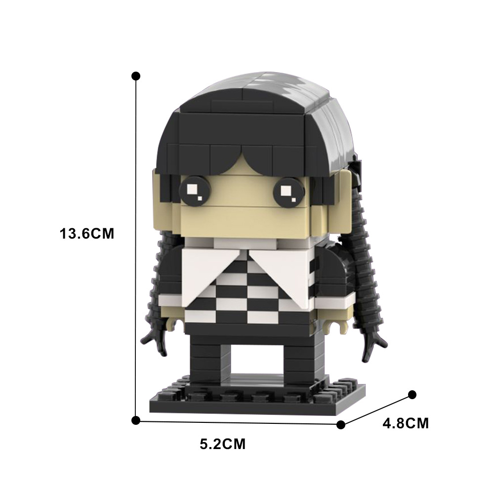MOC-134893星期三方头仔 电影Wednesday Addams积木人仔拼装玩具