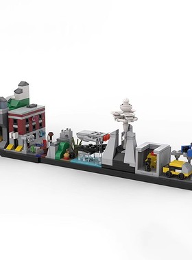 MOC积木30428 八十年代电影天际线 益智天际线 建筑街景