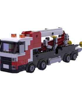 MOC积木 53605混泥土泵车 工程混泥土泵车拼插小颗粒玩具