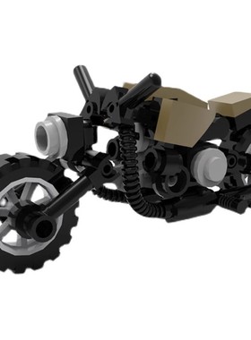 MOC积木 10349复古迷你摩托车 可坐人仔玩具汽车模型礼物