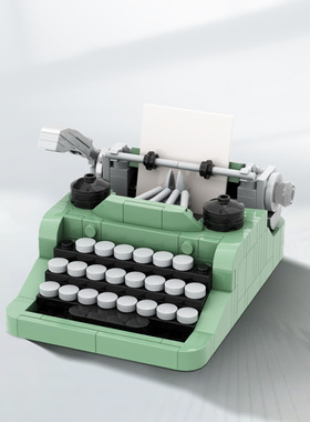 复古打字机积木模型MOC-136017  创意设计类型益智小颗粒积木摆件