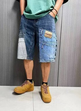 牛仔短裤男工装五分裤宽松休闲潮流百搭日系复古韩版夏季男士中裤