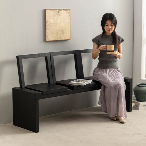 靠背折叠长条凳松木白蜡木百搭款