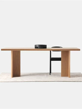北欧实木会议桌原木简约办公桌长方形大板工作台长桌设计师长条桌