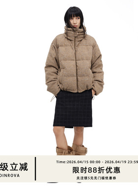 COINROVA90白鹅绒羽绒服双层领肌理花纱针织面料加厚保暖冬季女款