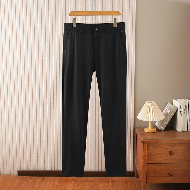 高弹力冰丝休闲裤男夏季凉感薄款免烫垂感直筒长裤子HKCAD1Y069A