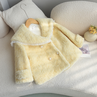 儿童皮草外套冬季泰迪仿羊羔毛毛绒绒女童宝宝中大童女孩加绒棉服