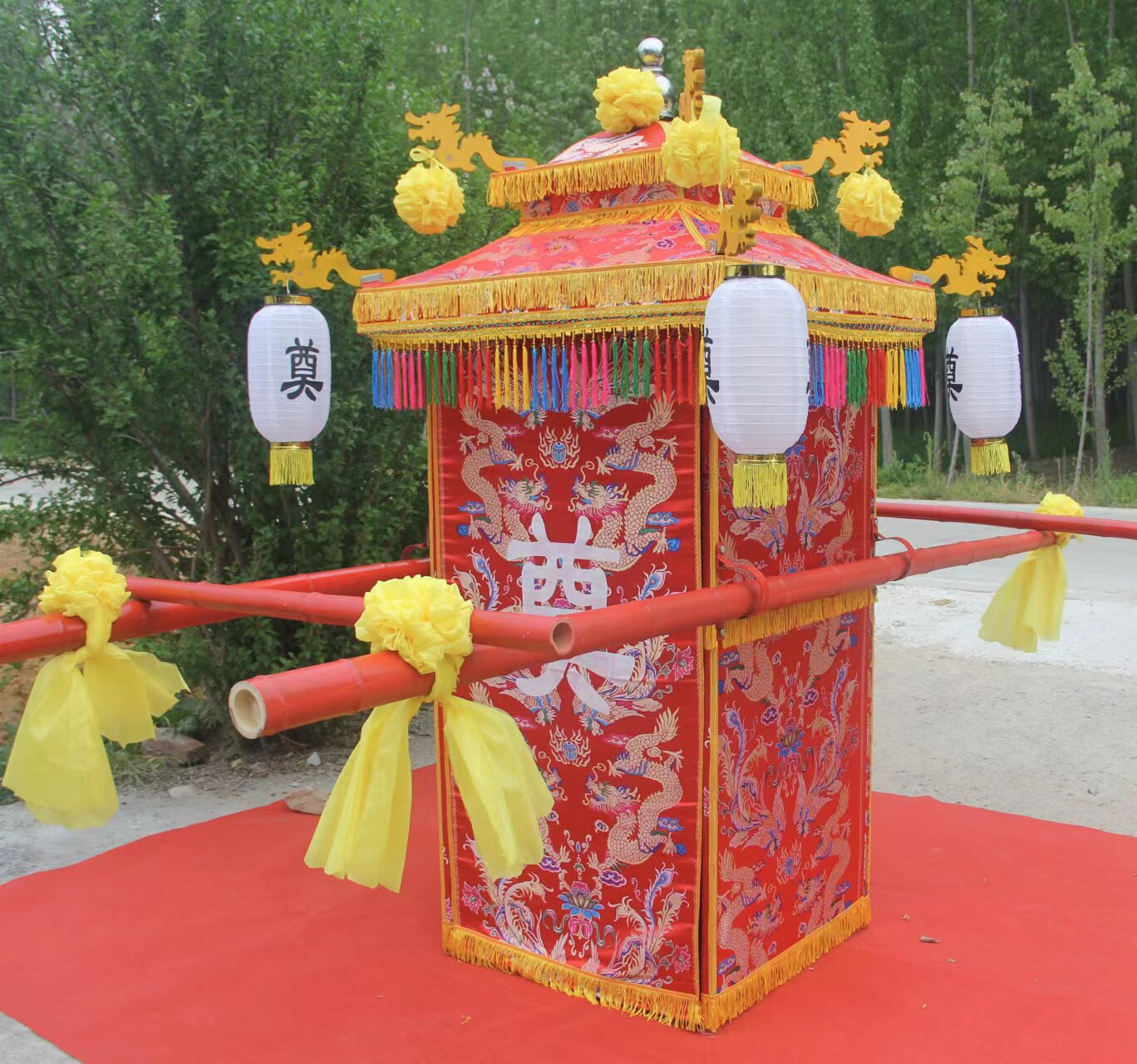 白事花轿天堂花轿殡葬轿子抬骨灰盒轿折叠抬照片轿厂家直销抬遗相