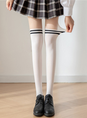 白色拼接丝袜日系假小腿袜JK袜子过膝高筒袜性感黑色任意剪连裤袜
