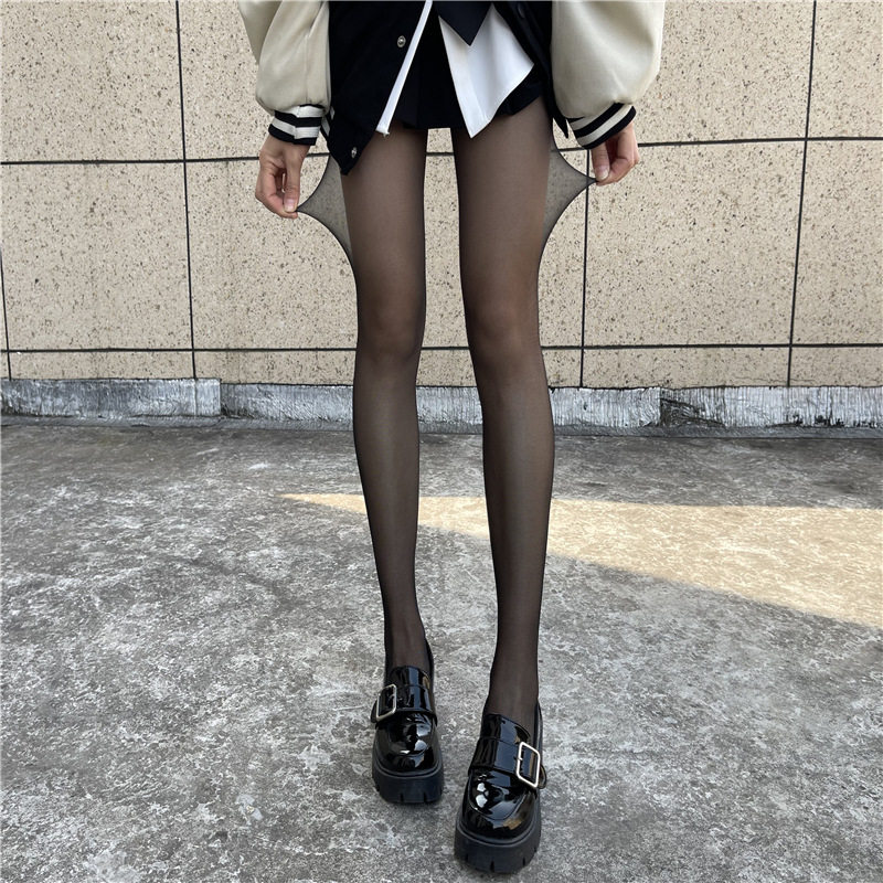 JK黑丝性感丝袜超薄款透明防勾丝打底袜女夏季包芯丝美腿连裤袜子