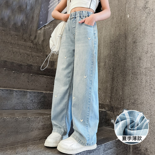 女童夏季裤子天丝薄款凉凉牛仔裤
