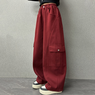 冬大童酷飒炸街儿童休闲弯刀裤 女童加绒裤 2025新款 裤 子一体绒工装