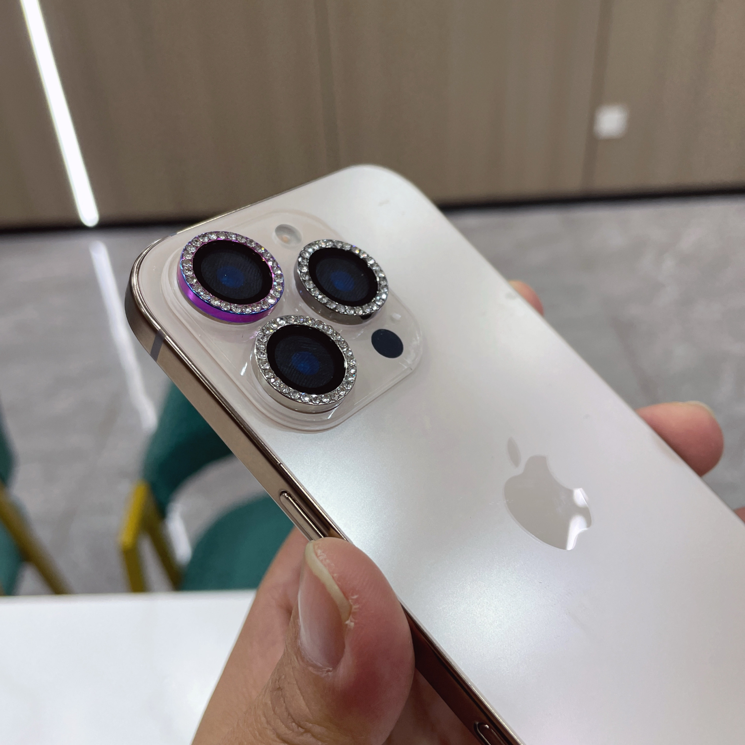 适用苹果15Promax闪钻镜头膜iPhone16pro max奢华后置摄像头13pro保护贴12mini炫彩高清金属钢化11防摔贴膜