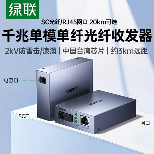 绿联光纤收发器一对千兆单模